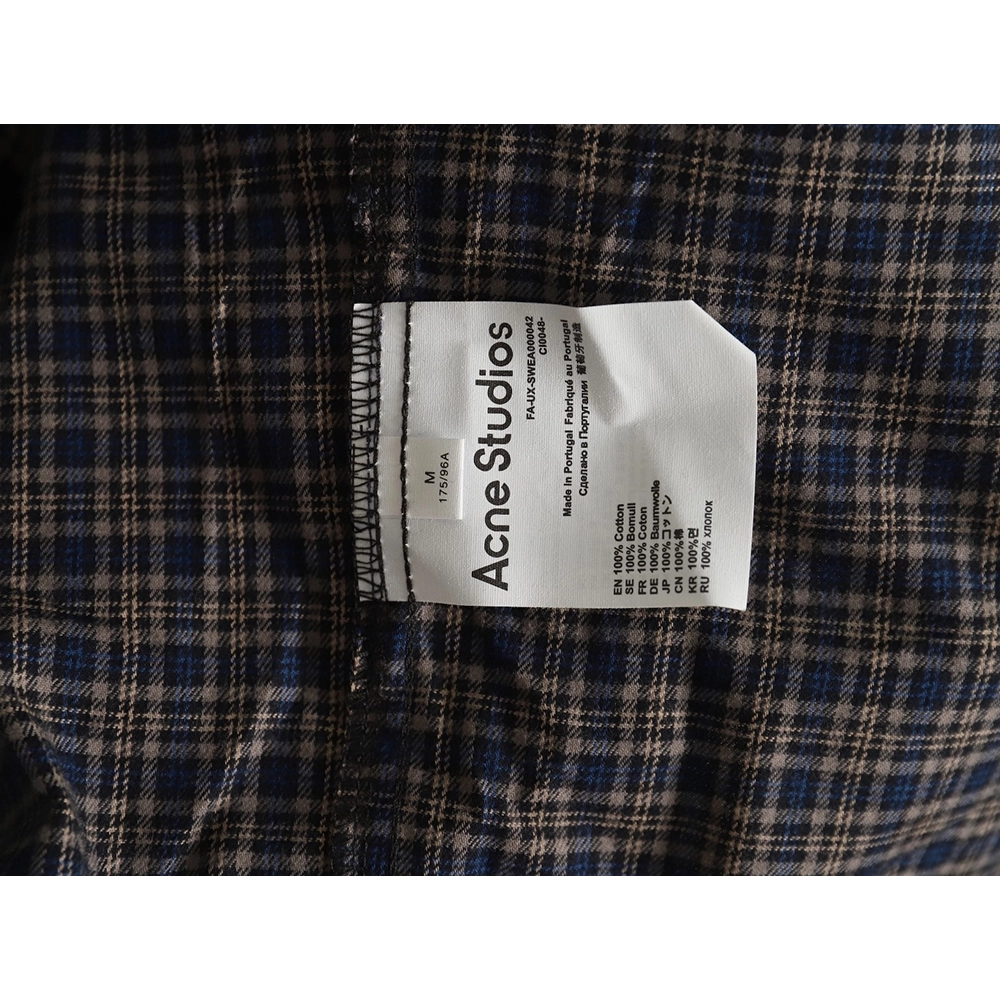 Acne Studios patchwork check longsleeved shirt TSK1,Cheap Replica Reps Acne Studios