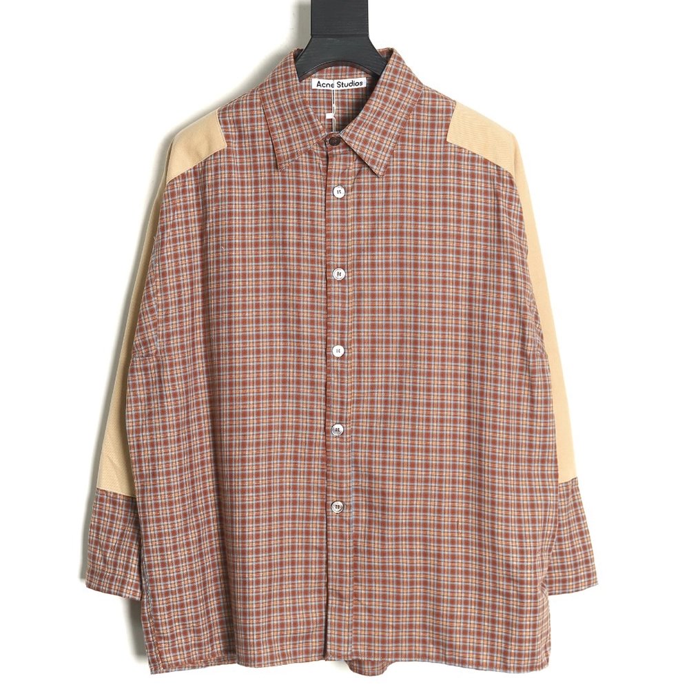 Acne Studios patchwork check longsleeved shirt,Cheap Replica Reps Acne Studios