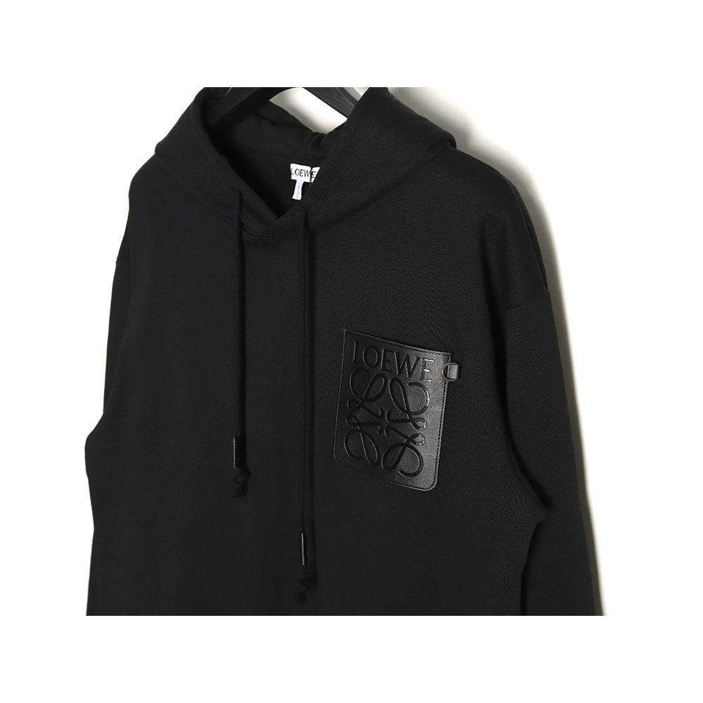 Loewe hooded sweatshirt with embossed logo on chest and leather pockets TSK1,Cheap Replica Reps Loewe