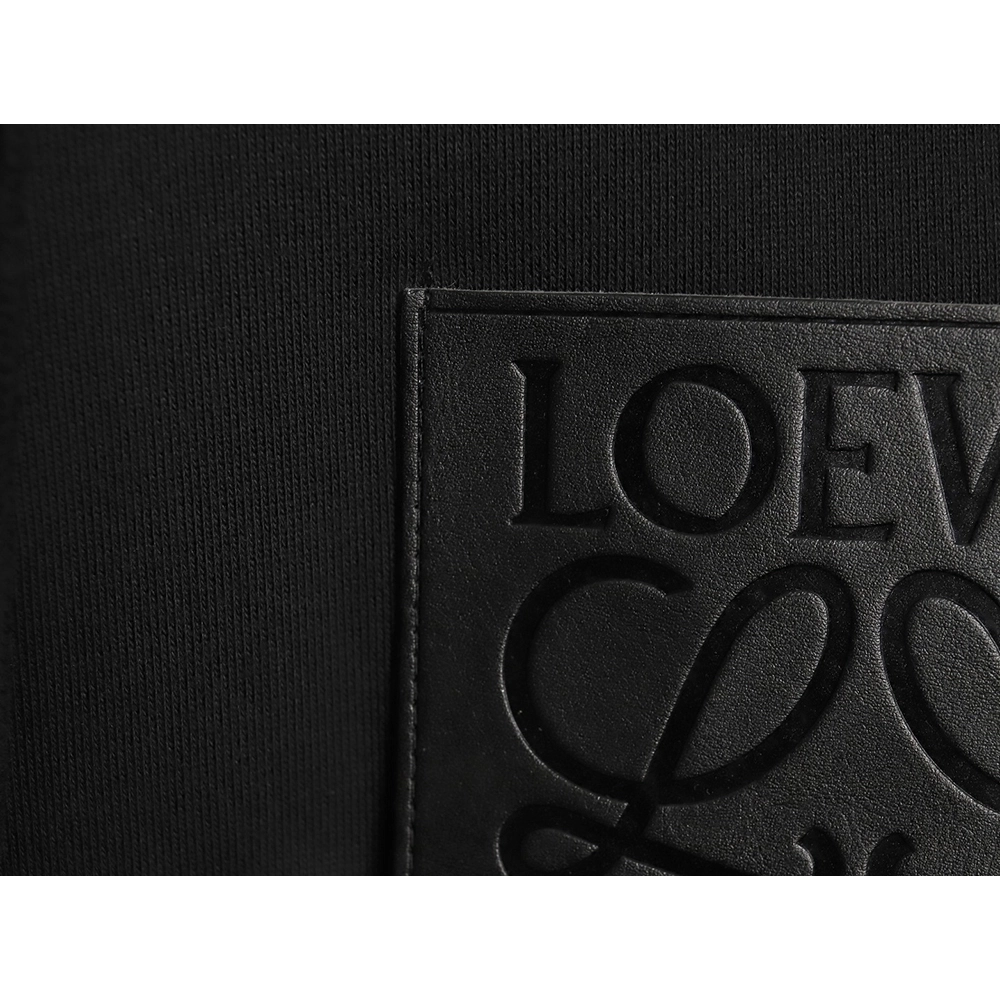 Loewe hooded sweatshirt with embossed logo on chest and leather pockets TSK1,Cheap Replica Reps Loewe