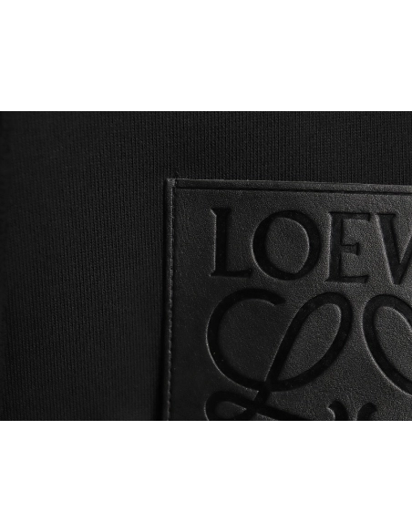 Loewe hooded sweatshirt with embossed logo on chest and leather pockets TSK1,Cheap Replica Reps Loewe