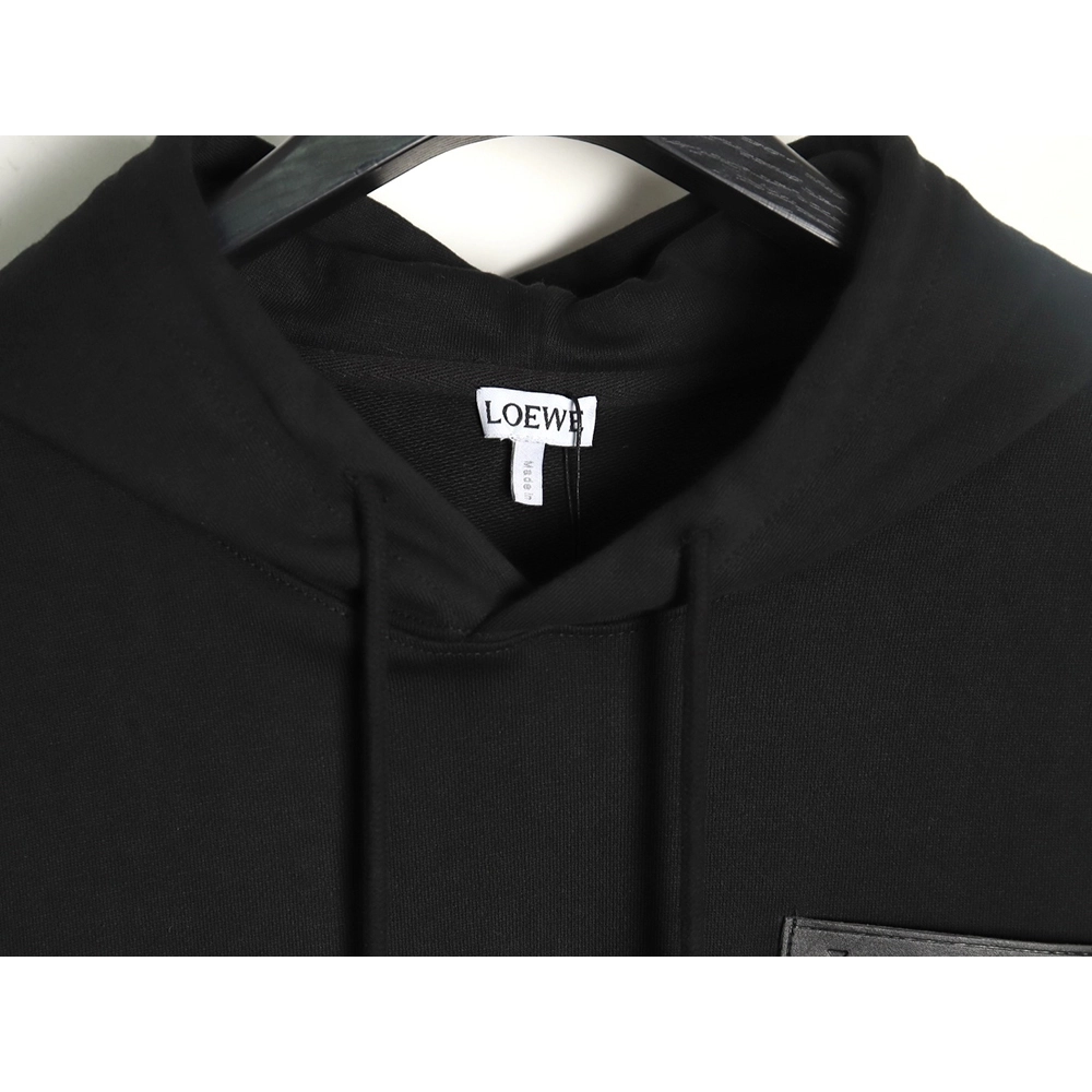 Loewe hooded sweatshirt with embossed logo on chest and leather pockets TSK1,Cheap Replica Reps Loewe