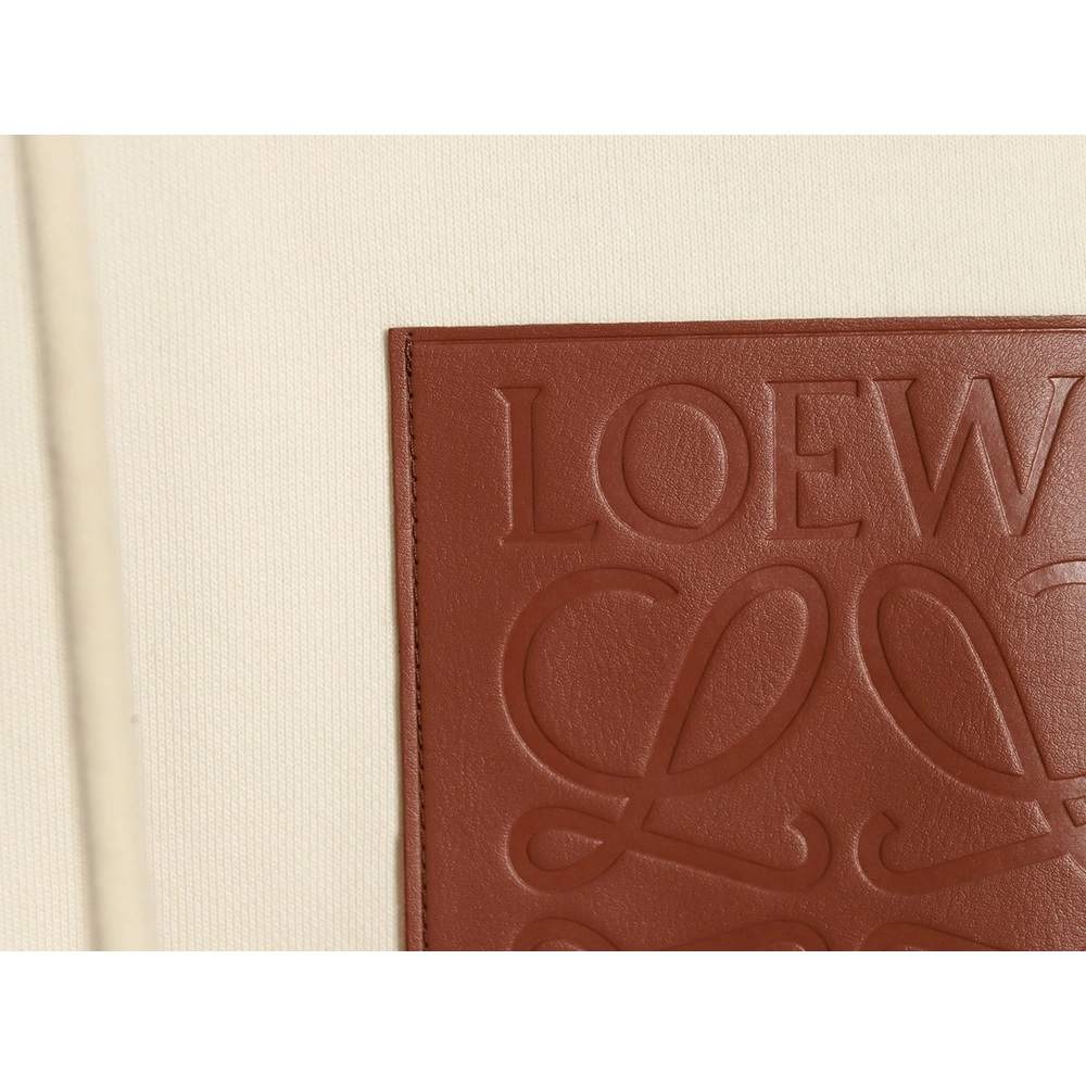 Loewe hooded sweatshirt with embossed logo on chest and leather pockets,Cheap Replica Reps Loewe