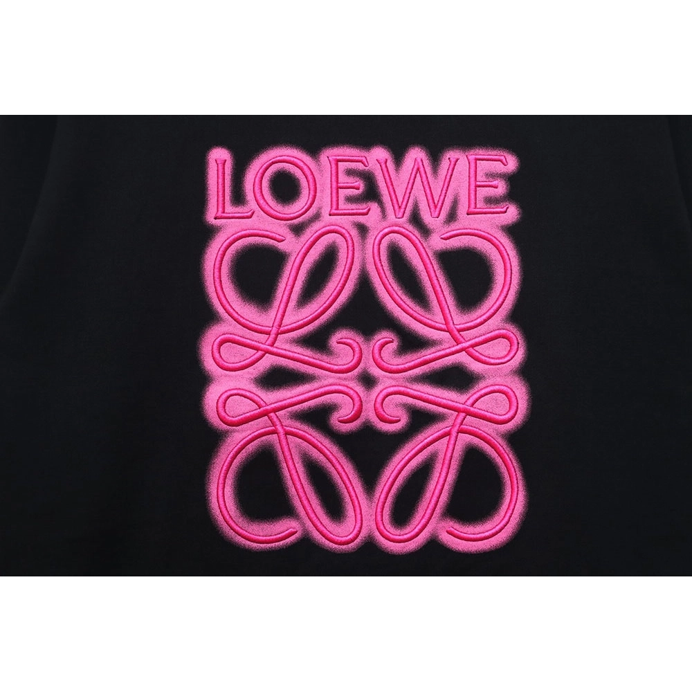 Loewe neon embroidery fluorescent pink crew neck sweatshirt,Cheap Replica Reps Loewe