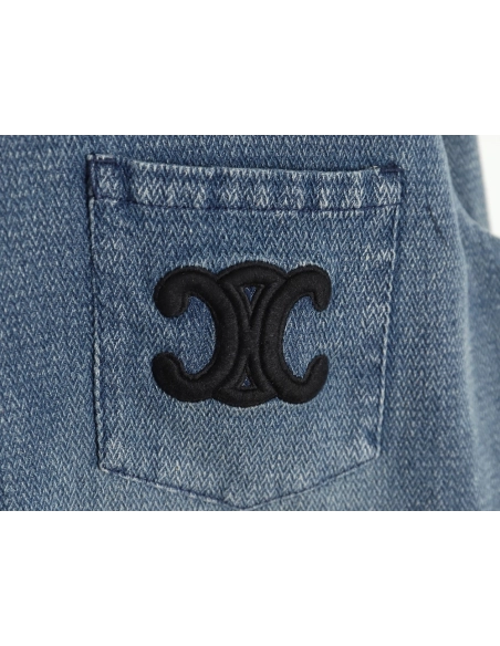 Celine Arc de Triomphe logo denim shirt,Cheap Replica Reps Celine