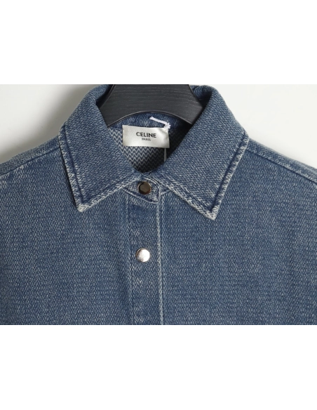 Celine Arc de Triomphe logo denim shirt,Cheap Replica Reps Celine