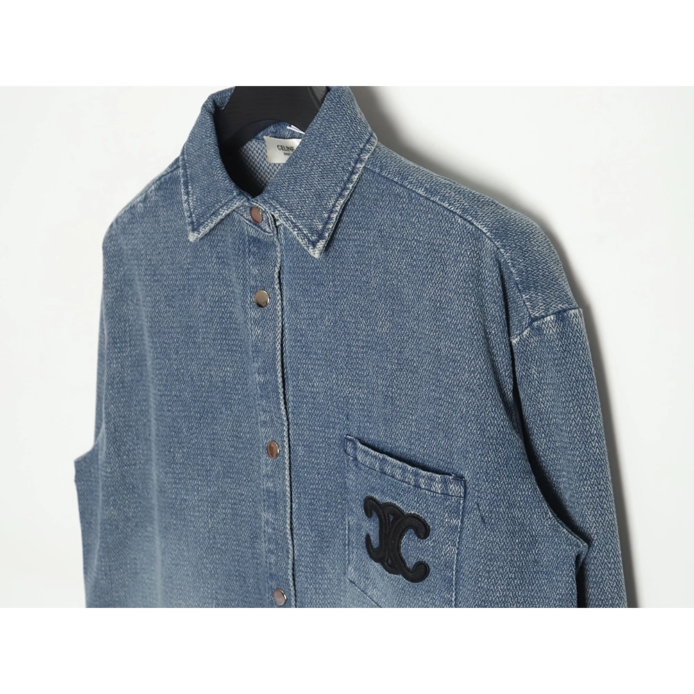 Celine Arc de Triomphe logo denim shirt,Cheap Replica Reps Celine