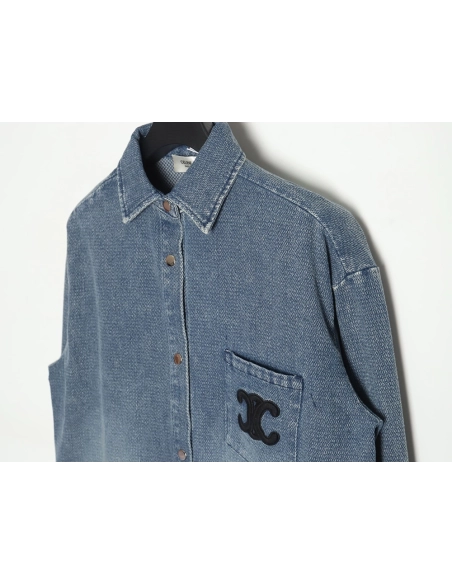 Celine Arc de Triomphe logo denim shirt,Cheap Replica Reps Celine