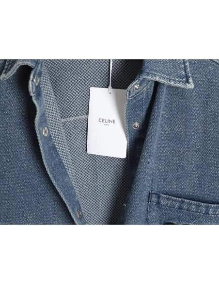 Celine Arc de Triomphe logo denim shirt,Cheap Replica Reps Celine