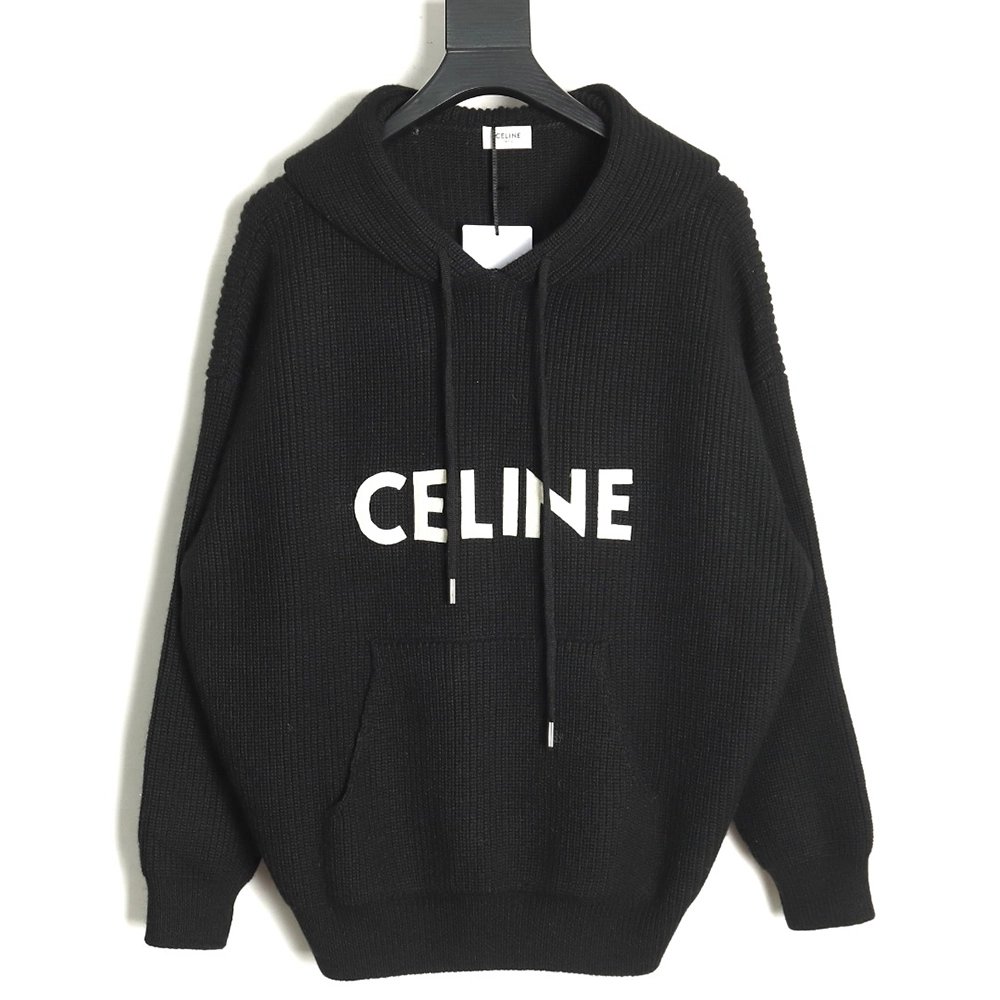 Celine felt lettering hooded sweater TSK1,Cheap Replica Reps Celine
