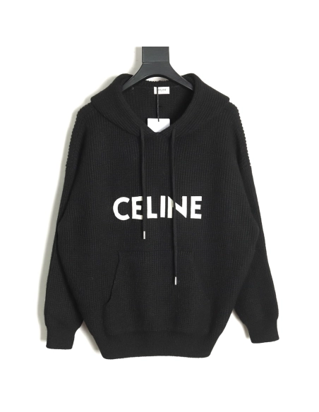 Celine felt lettering hooded sweater TSK1,Cheap Replica Reps Celine