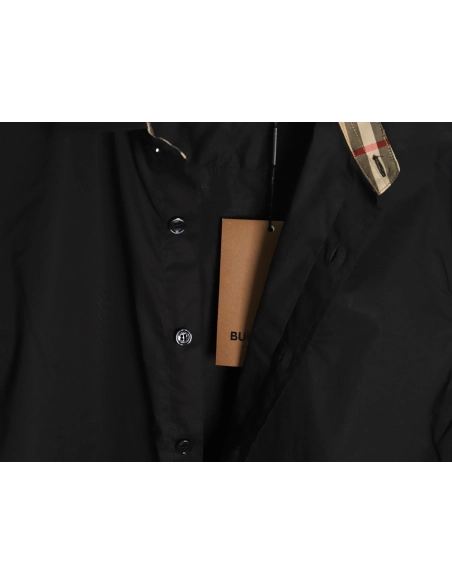 Burberry Check cuffs embroidered logo shirt TSK1,Cheap Replica Reps Burberry