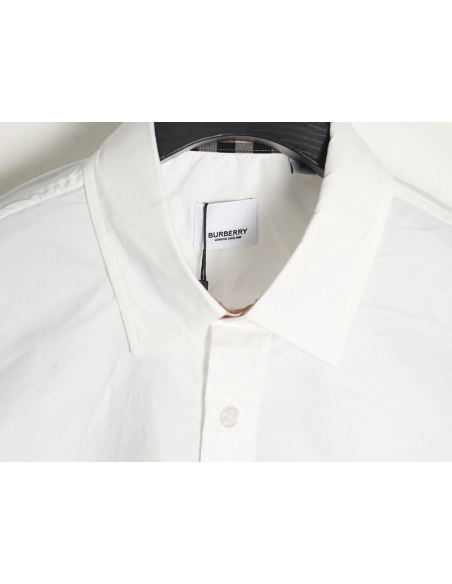 Burberry Check cuffs embroidered logo shirt,Cheap Replica Reps Burberry