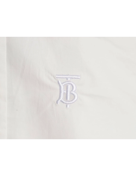 Burberry Check cuffs embroidered logo shirt,Cheap Replica Reps Burberry