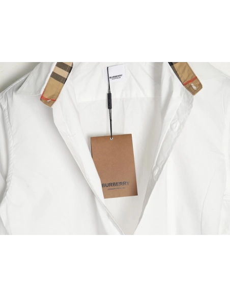 Burberry Check cuffs embroidered logo shirt,Cheap Replica Reps Burberry