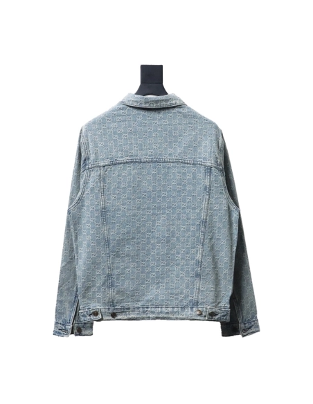 Gucci Double G jacquard denim jacket,Cheap Replica Reps Gucci