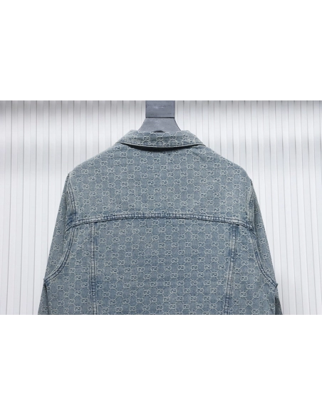 Gucci Double G jacquard denim jacket,Cheap Replica Reps Gucci