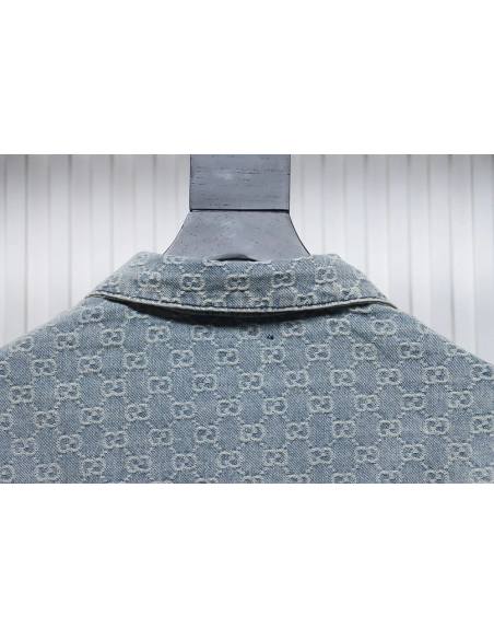 Gucci Double G jacquard denim jacket,Cheap Replica Reps Gucci