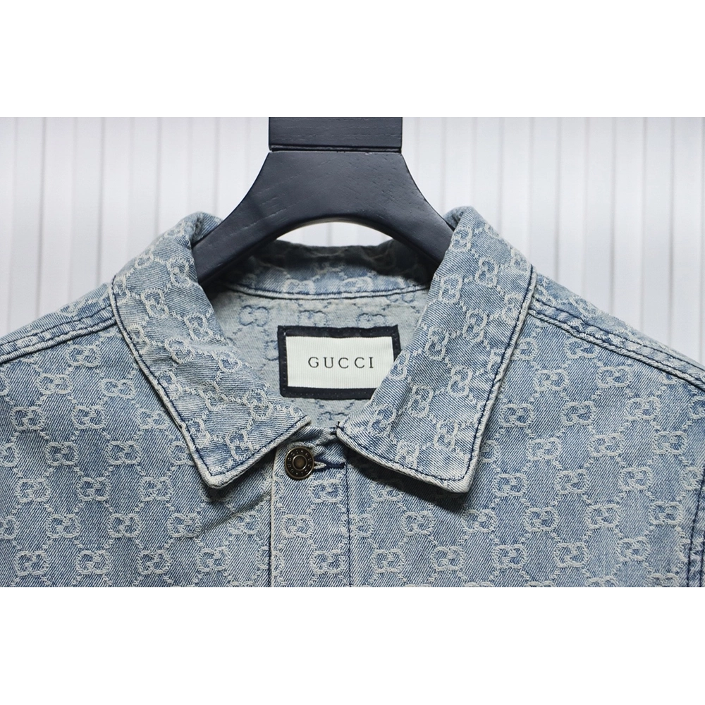 Gucci Double G jacquard denim jacket,Cheap Replica Reps Gucci