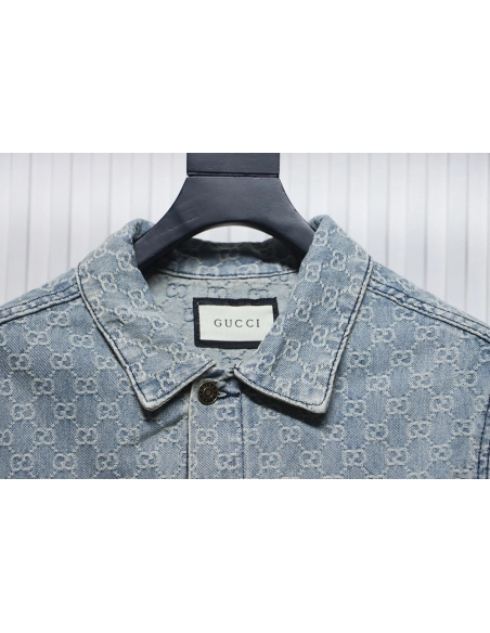 Gucci Double G jacquard denim jacket,Cheap Replica Reps Gucci