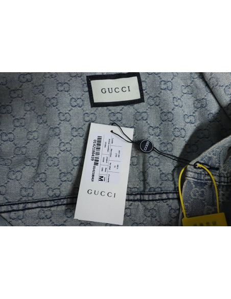Gucci Double G jacquard denim jacket,Cheap Replica Reps Gucci