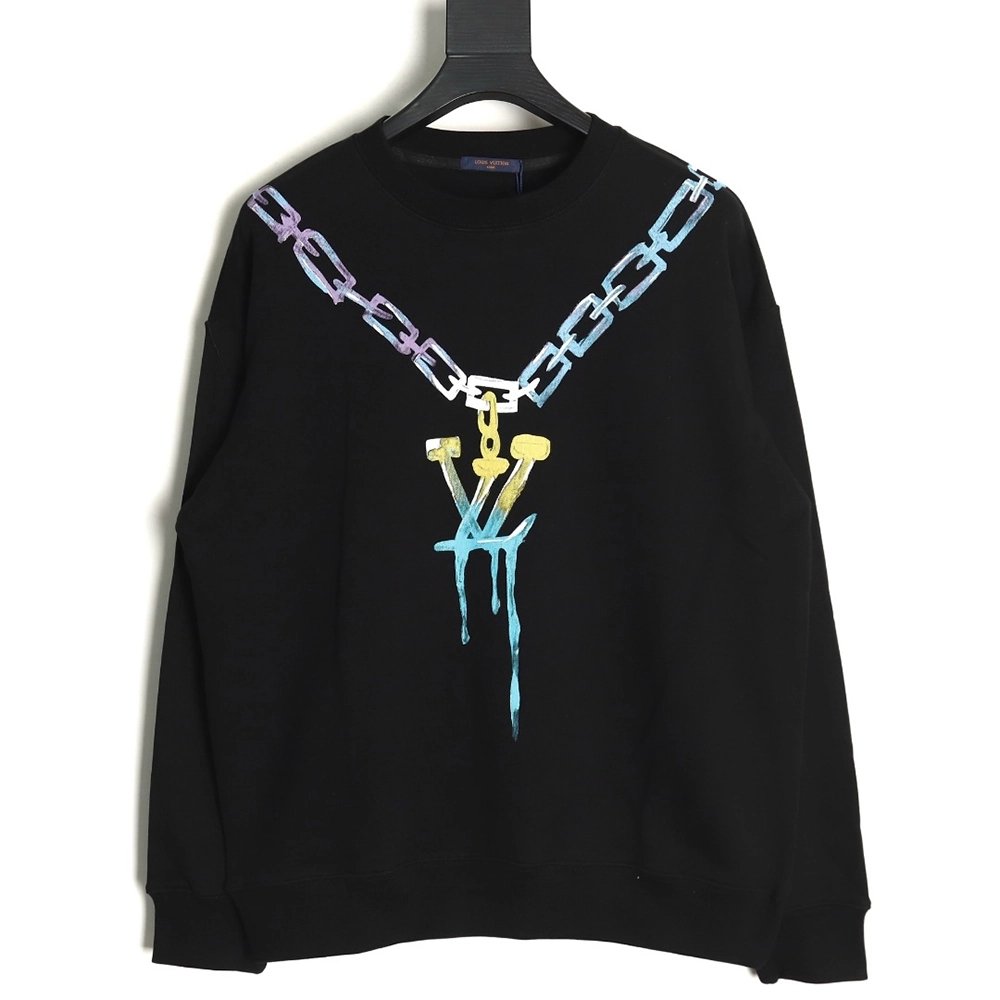 Louis Vuitton Gradient Necklace Pendant Print Sweatshirt TSK1,Cheap Replica Reps Louis Vuitton