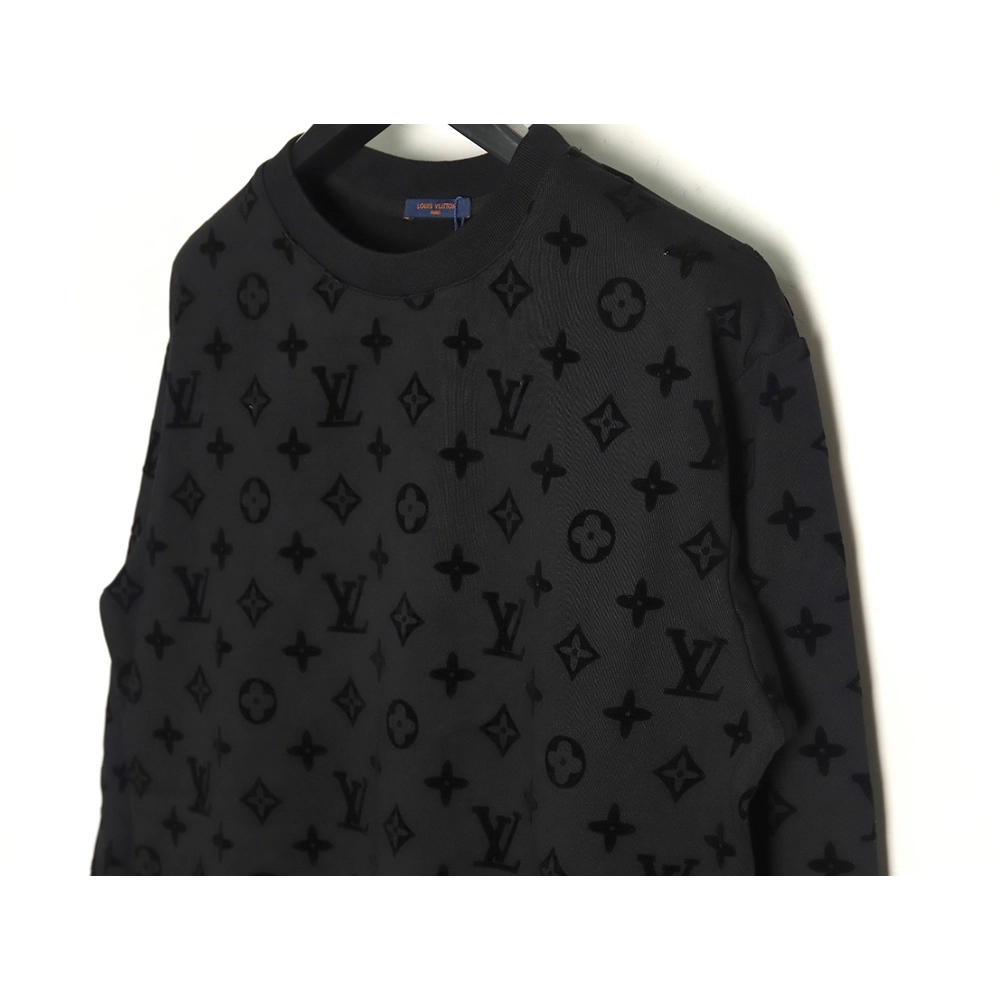 Louis Vuitton all over print monogram flocked round neck sweatshirt TSK2,Cheap Replica Reps Louis Vuitton
