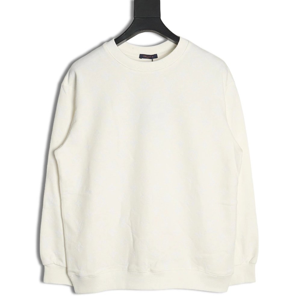 Louis Vuitton all over print monogram flocked round neck sweatshirt,Cheap Replica Reps Louis Vuitton