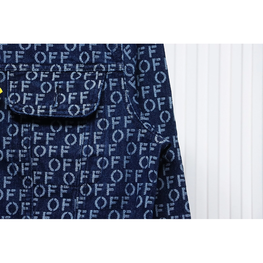 Off white allover print OFF jacquard denim jacket,Cheap Replica Reps Off White