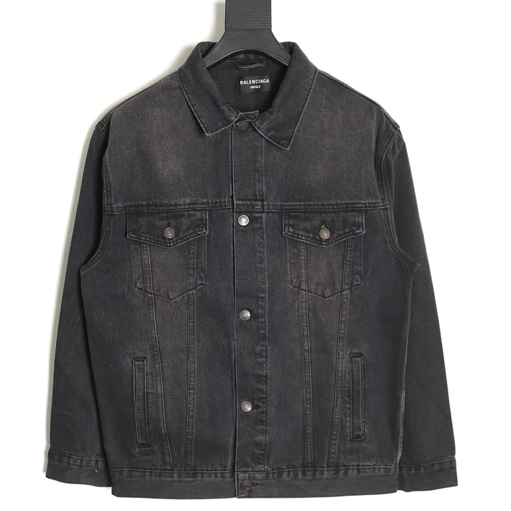 Balenciaga Crown rhinestone denim jacket,Cheap Replica Reps Balenciaga