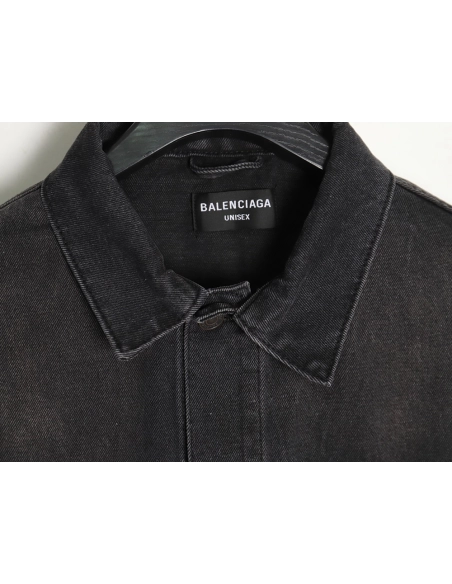 Balenciaga Crown rhinestone denim jacket,Cheap Replica Reps Balenciaga