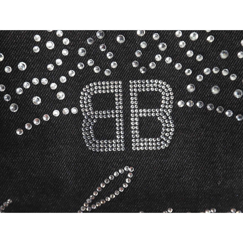 Balenciaga Crown rhinestone denim jacket,Cheap Replica Reps Balenciaga
