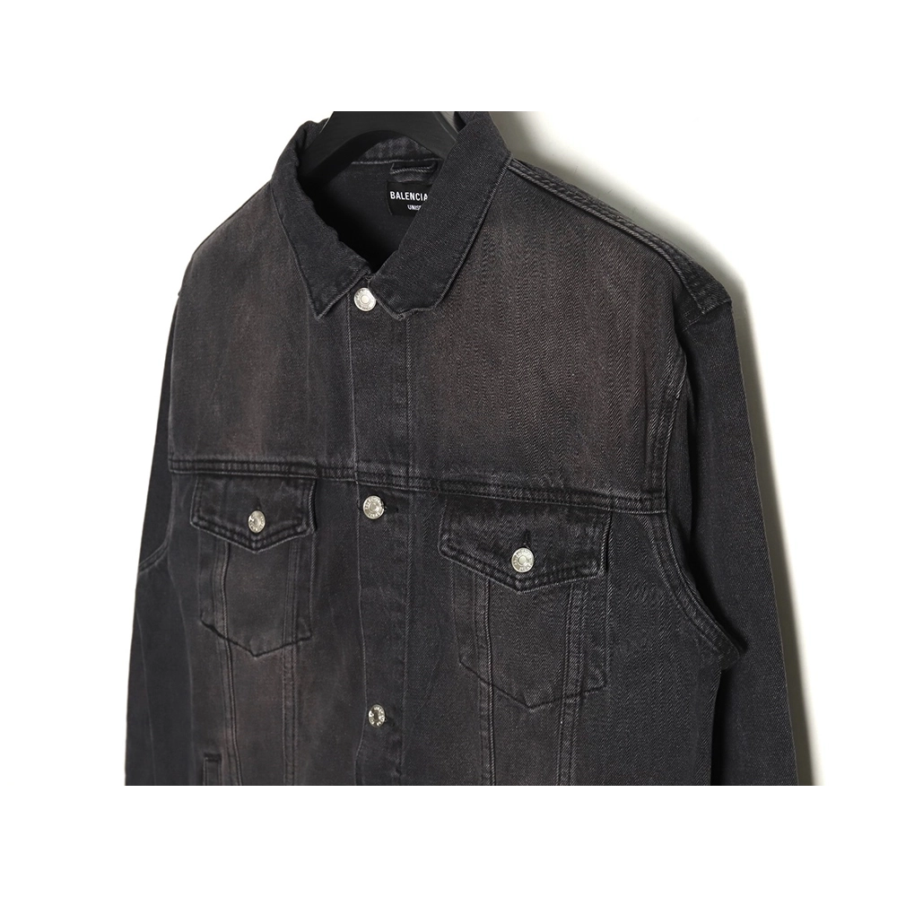 Balenciaga lettering rhinestone denim jacket,Cheap Replica Reps Balenciaga