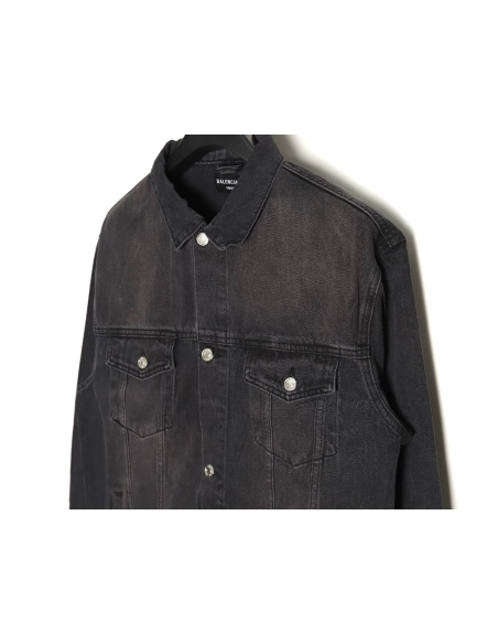 Balenciaga lettering rhinestone denim jacket,Cheap Replica Reps Balenciaga