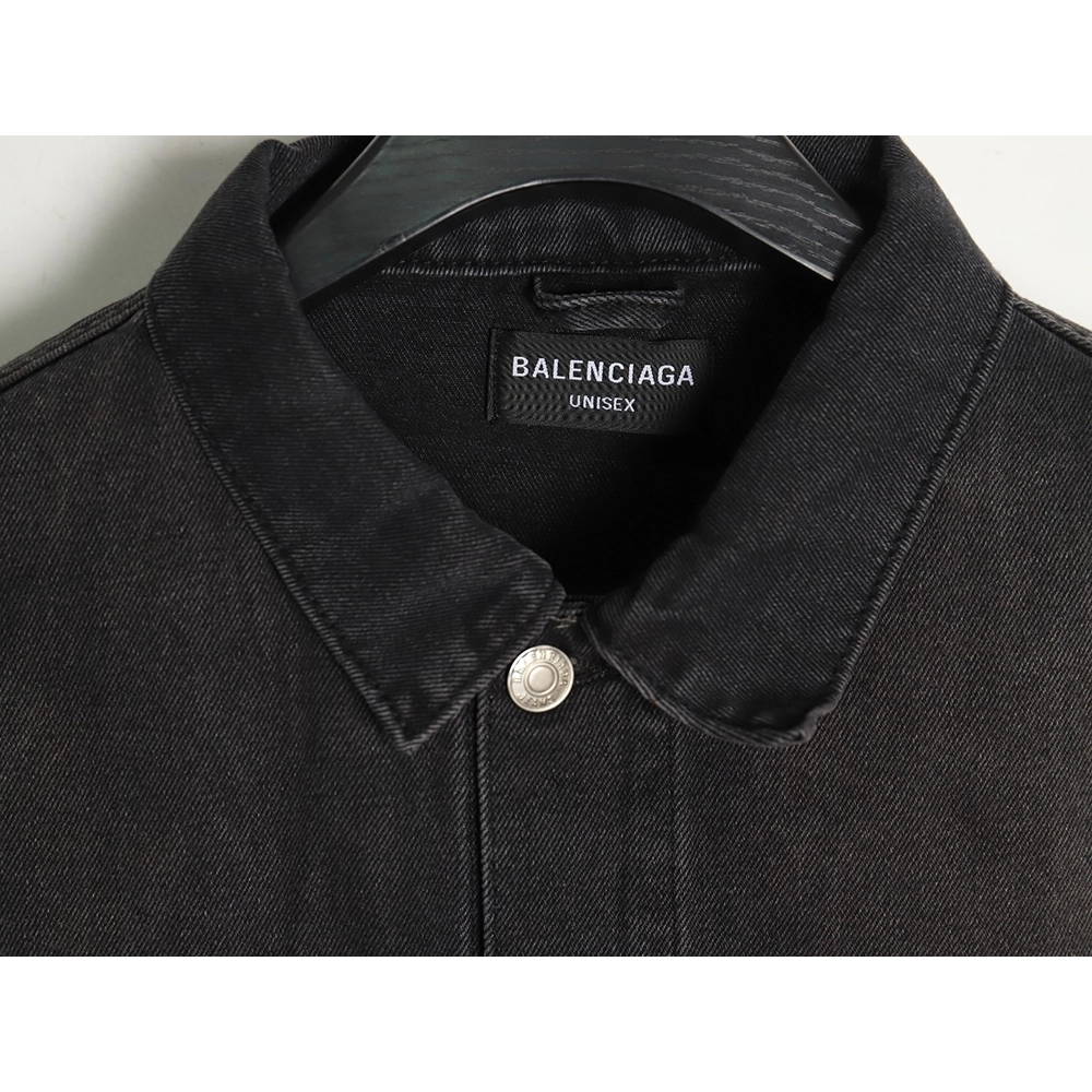 Balenciaga lettering rhinestone denim jacket,Cheap Replica Reps Balenciaga