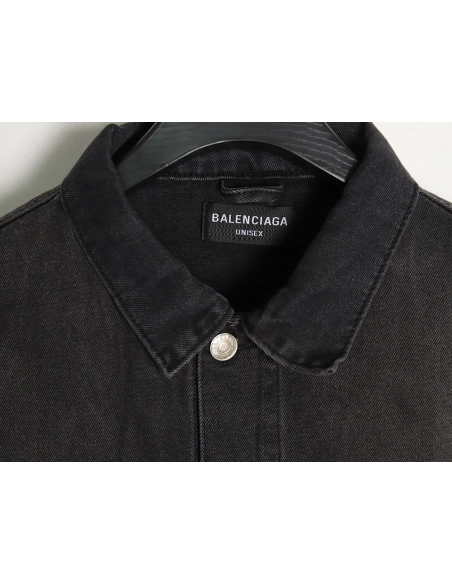 Balenciaga lettering rhinestone denim jacket,Cheap Replica Reps Balenciaga