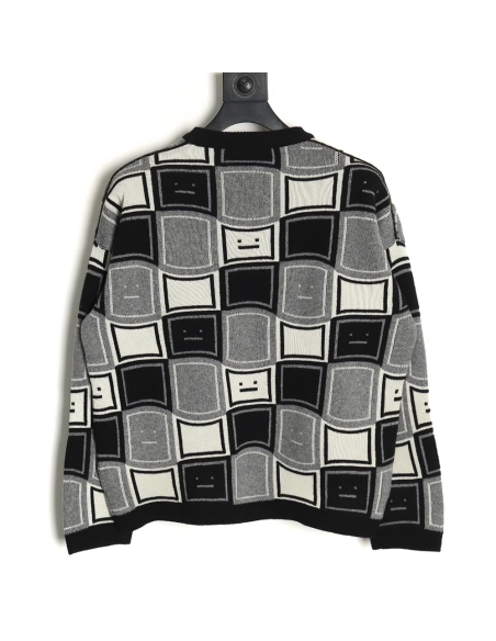 Acne studios square smiley face crew neck sweater TSK1,Cheap Replica Reps Acne Studios