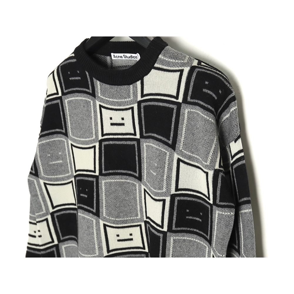 Acne studios square smiley face crew neck sweater TSK1,Cheap Replica Reps Acne Studios