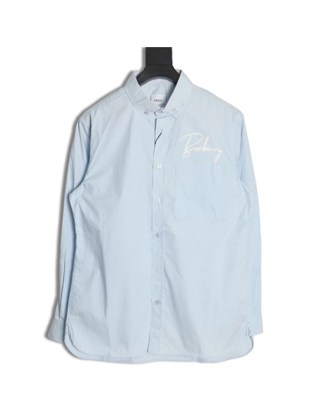 Burberry signature embroidered long sleeve shirt,Cheap Replica Reps Burberry