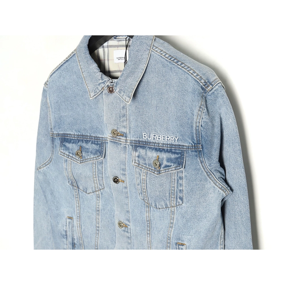 Burberry Classic Embroidered Bear Logo Denim Jacket,Cheap Replica Reps Burberry