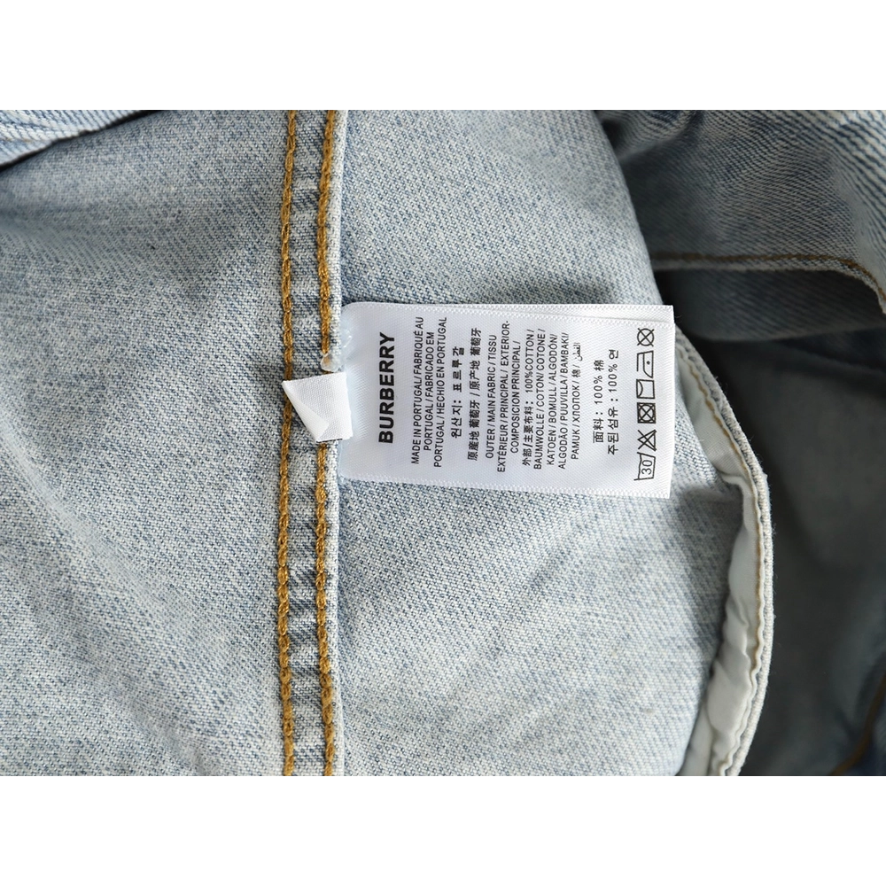 Burberry Classic Embroidered Bear Logo Denim Jacket,Cheap Replica Reps Burberry