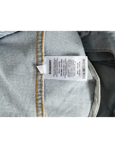 Burberry Classic Embroidered Bear Logo Denim Jacket,Cheap Replica Reps Burberry