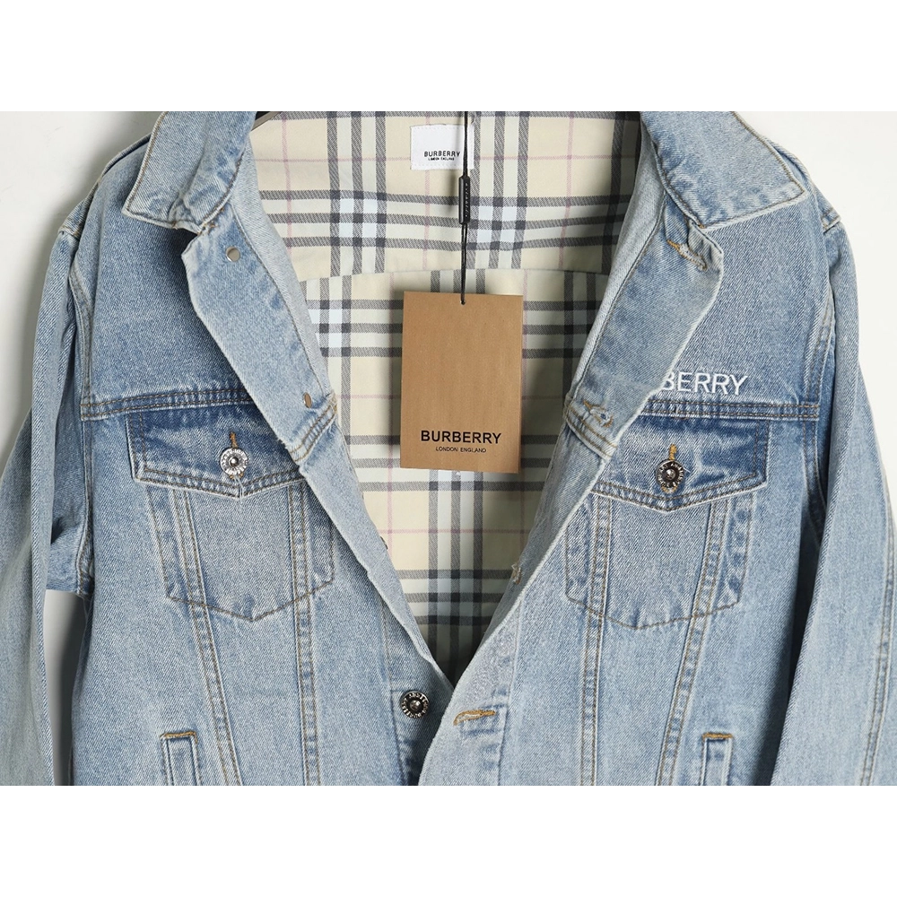 Burberry Classic Embroidered Bear Logo Denim Jacket,Cheap Replica Reps Burberry