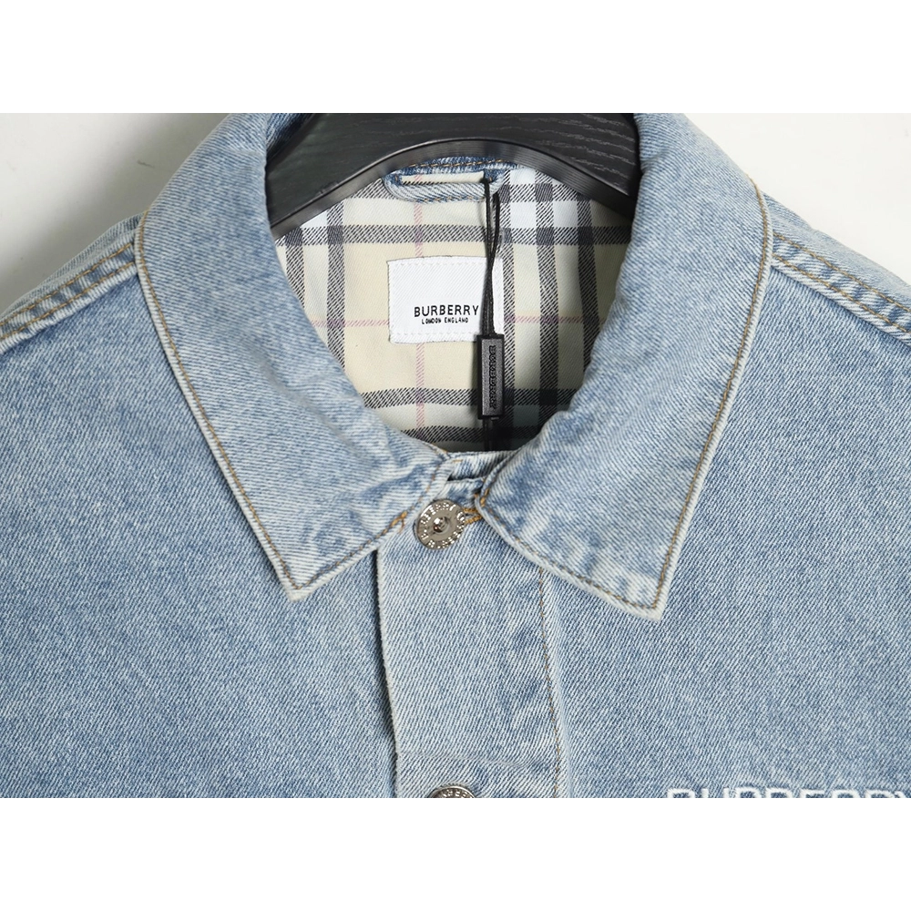 Burberry Classic Embroidered Bear Logo Denim Jacket,Cheap Replica Reps Burberry