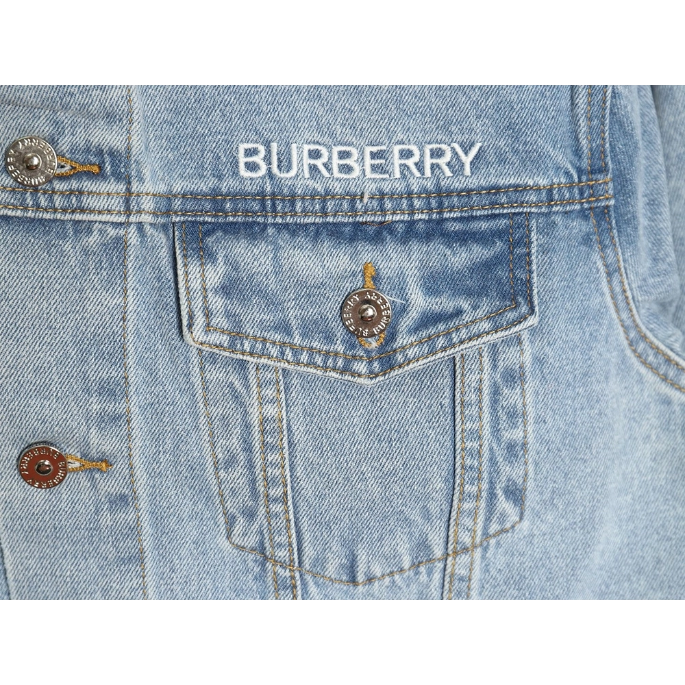Burberry Classic Embroidered Bear Logo Denim Jacket,Cheap Replica Reps Burberry