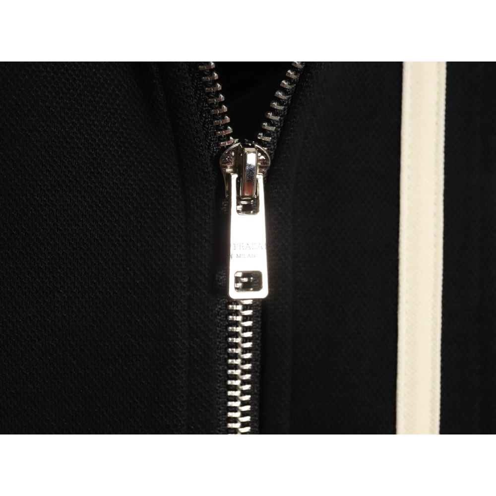 Prada side triangle logo green webbing zipper jacket,Cheap Replica Reps Prada