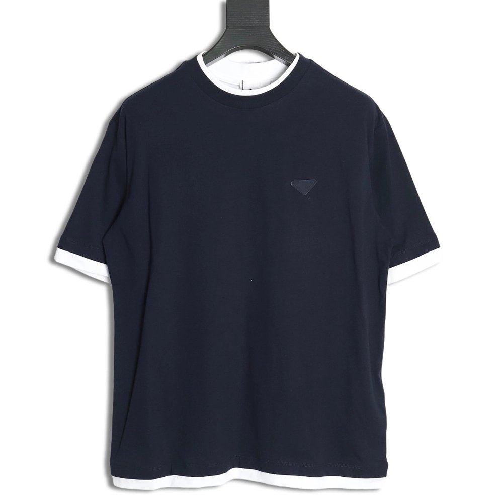 Prada triangle logo fake twopiece short sleeves,Cheap Replica Reps Prada
