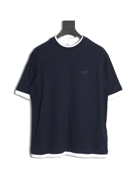 Prada triangle logo fake twopiece short sleeves,Cheap Replica Reps Prada