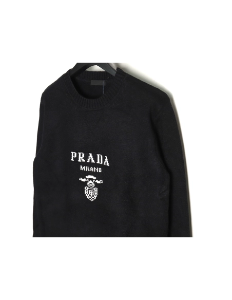 Prada sweater with floral logo on chest TSK2,Cheap Replica Reps Prada