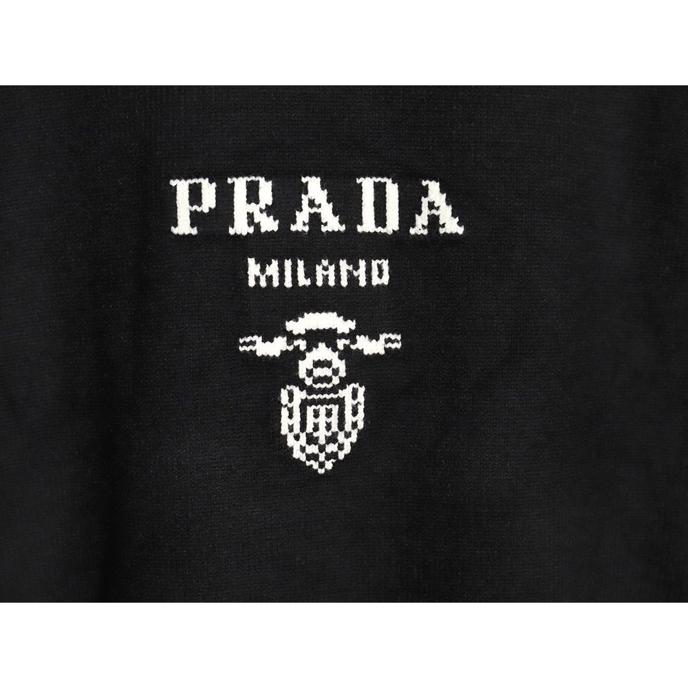 Prada sweater with floral logo on chest TSK2,Cheap Replica Reps Prada
